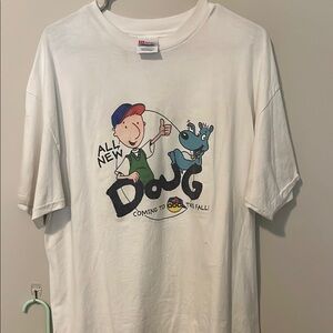 White Doug Cartoon Dog T-Shirt